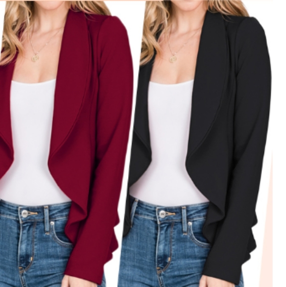 🆕⭐ Burgundy wine red waterfall blazer - Picture 5 of 6